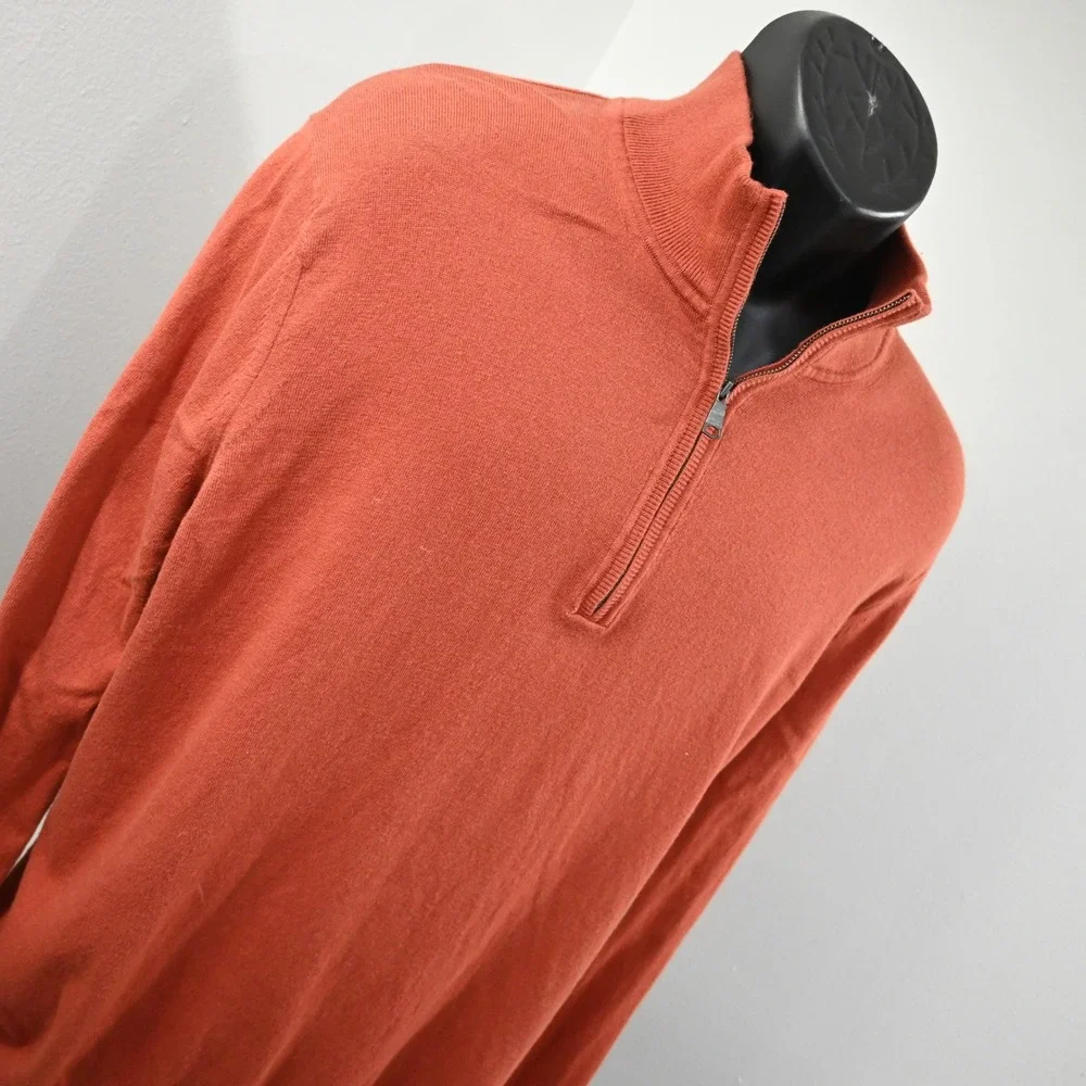 Banana‎ Republic Sweater Mens XL Regular Orange Quarter Zip Pima Cotton Cashmere